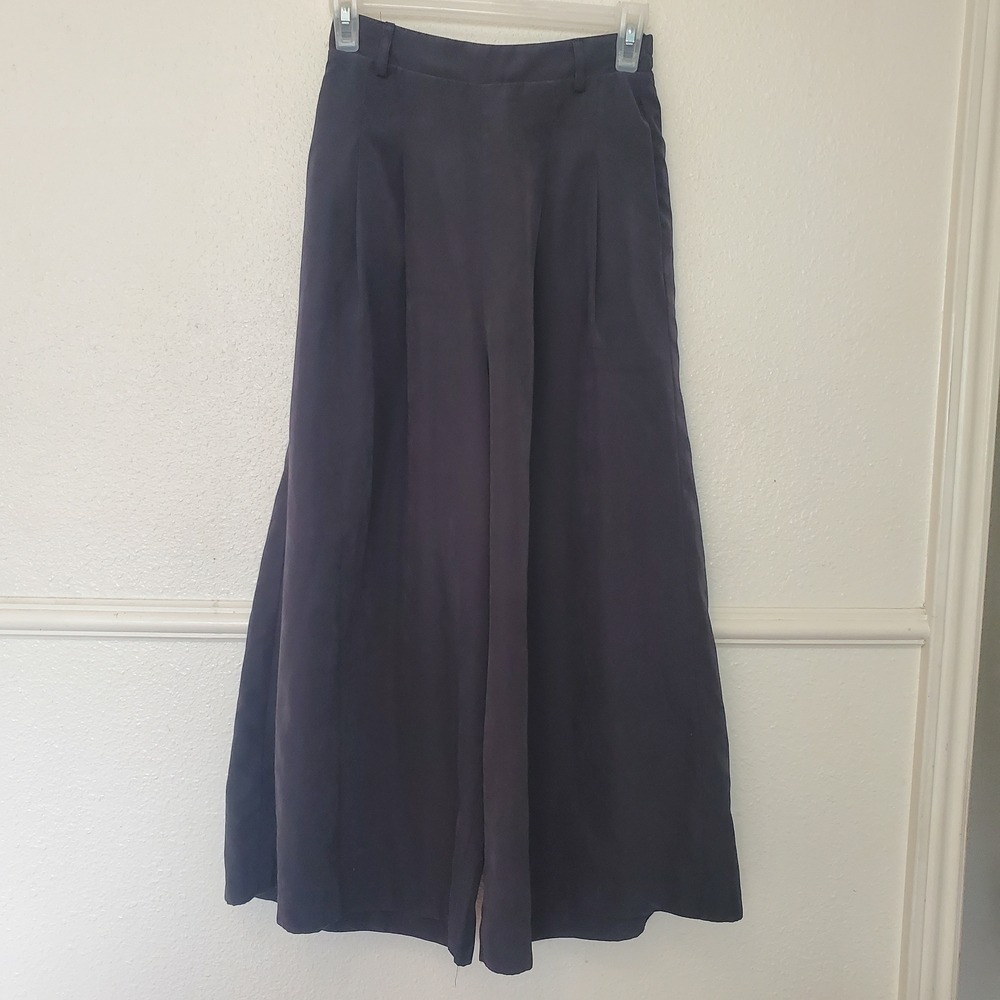 Browny Wide Leg Culotte Pants Pleated High Waist Black BS16WN11-L011 Size F